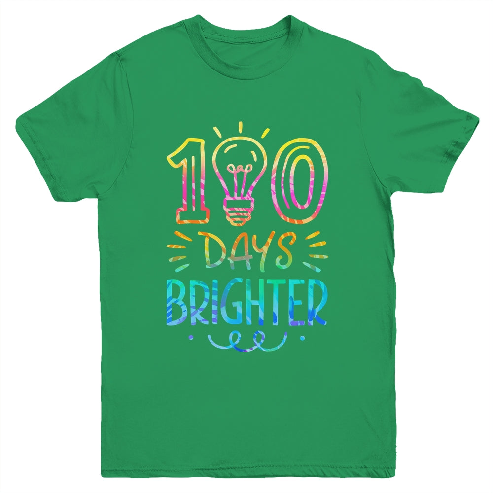 100 Days Brighter Student Happy 100th Day Of School Tie Dye Youth Shirt | teecentury