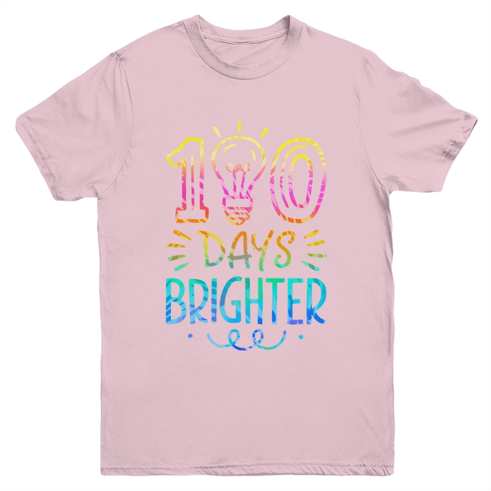 100 Days Brighter Student Happy 100th Day Of School Tie Dye Youth Shirt | teecentury