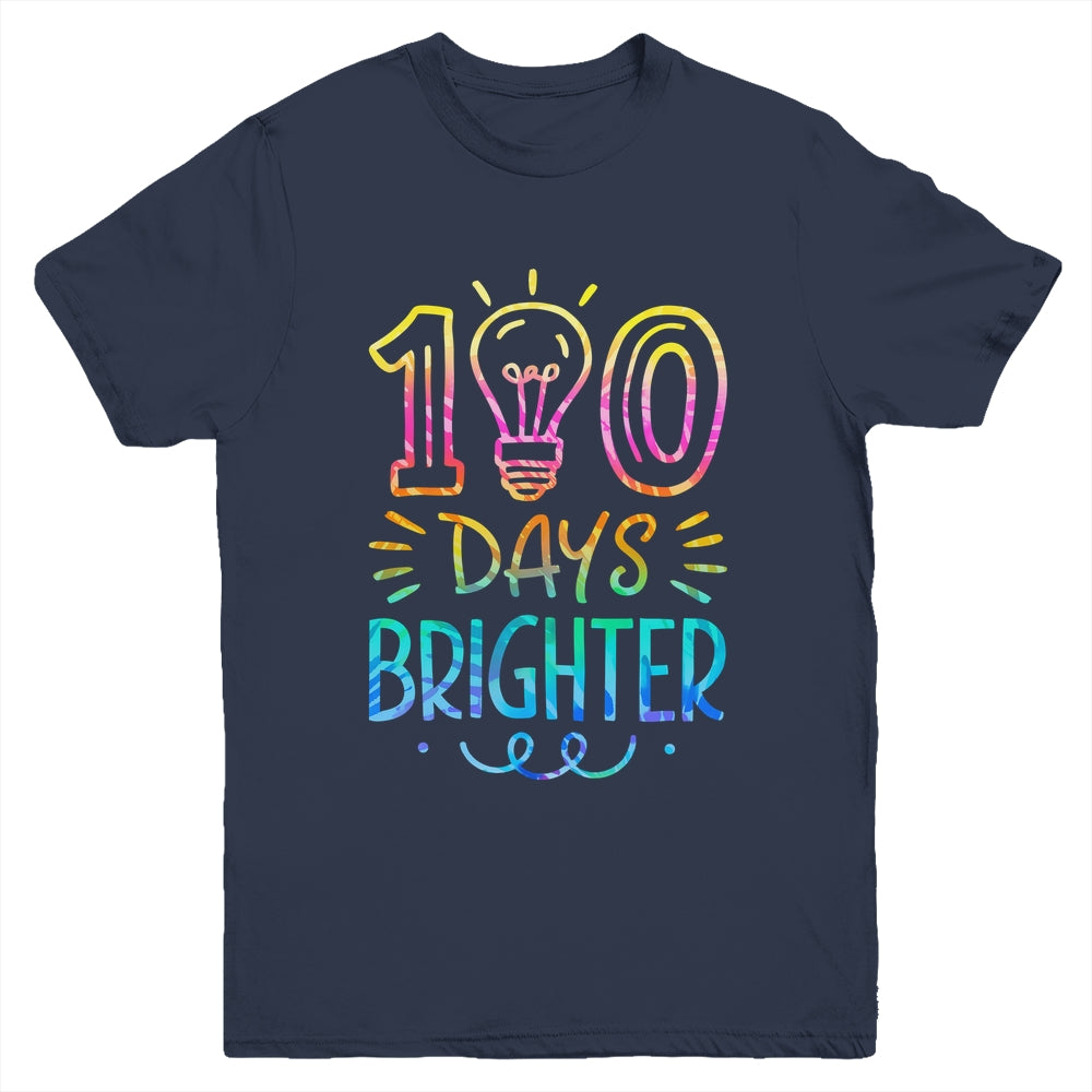 100 Days Brighter Student Happy 100th Day Of School Tie Dye Youth Shirt | teecentury
