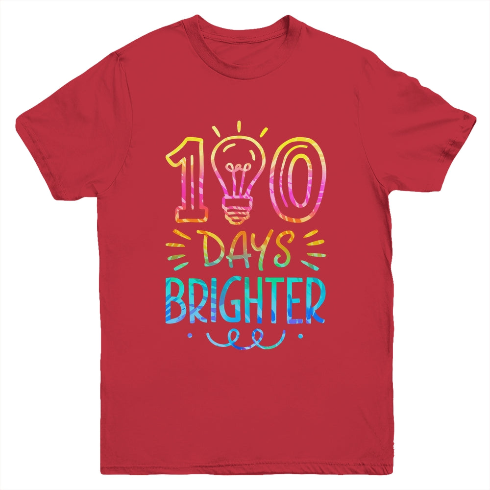 100 Days Brighter Student Happy 100th Day Of School Tie Dye Youth Shirt | teecentury