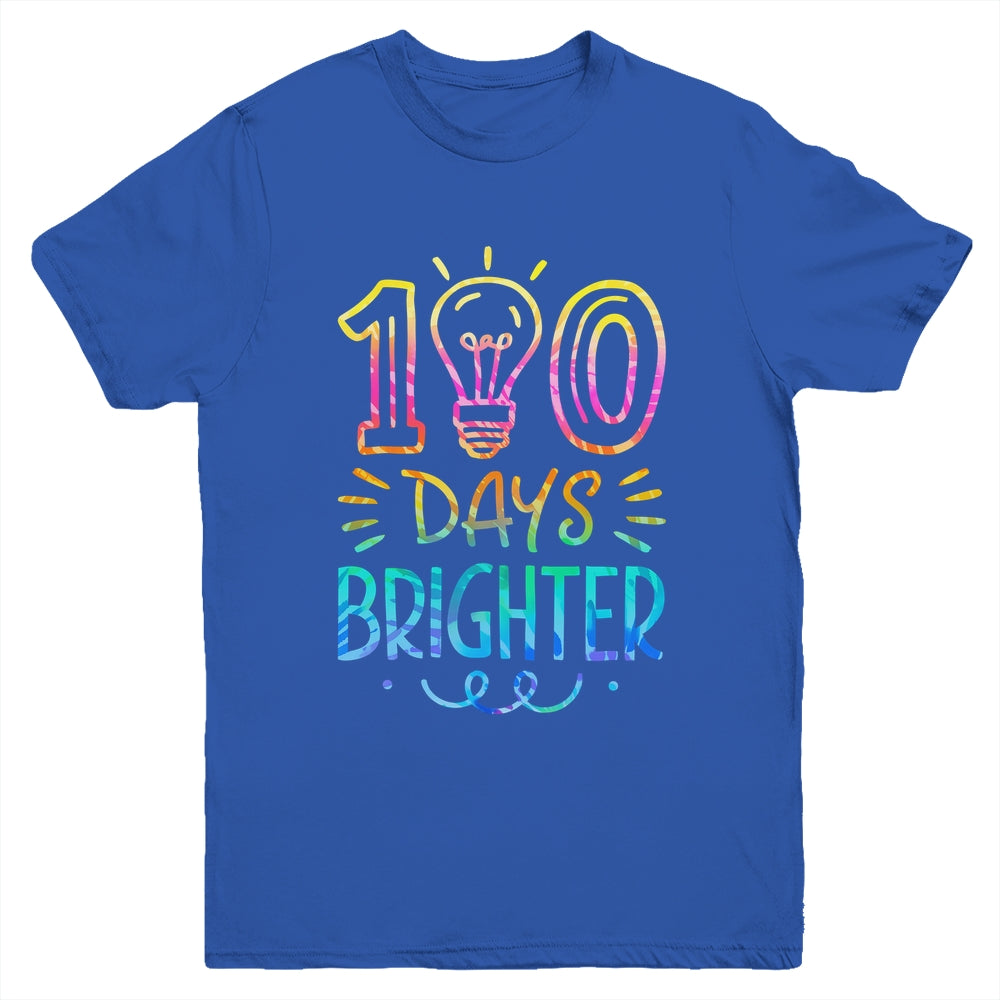 100 Days Brighter Student Happy 100th Day Of School Tie Dye Youth Shirt | teecentury