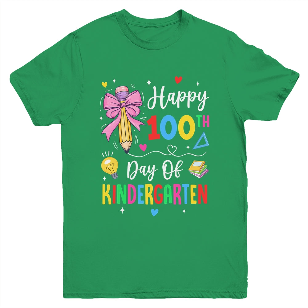 100 Days Of Kindergarten Happy 100th Day Of School Teachers Youth Shirt | teecentury