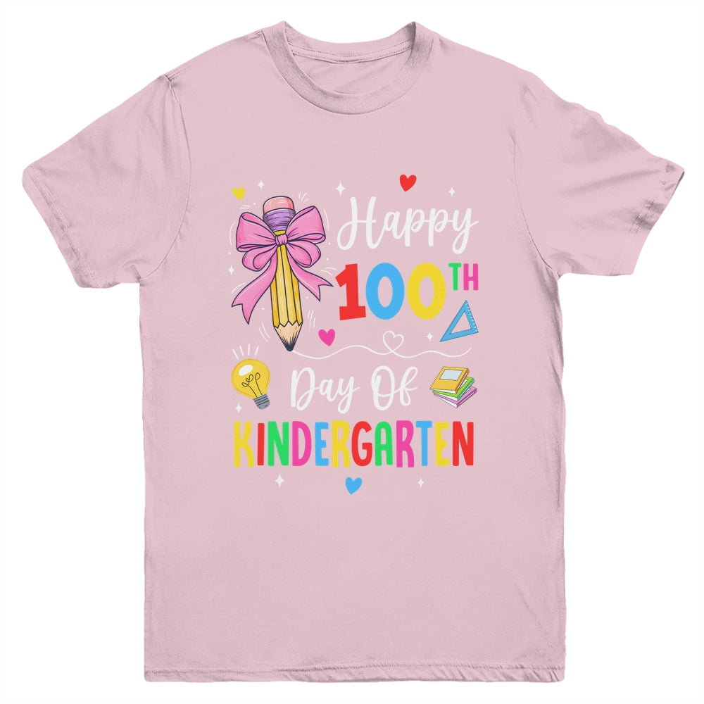 100 Days Of Kindergarten Happy 100th Day Of School Teachers Youth Shirt | teecentury