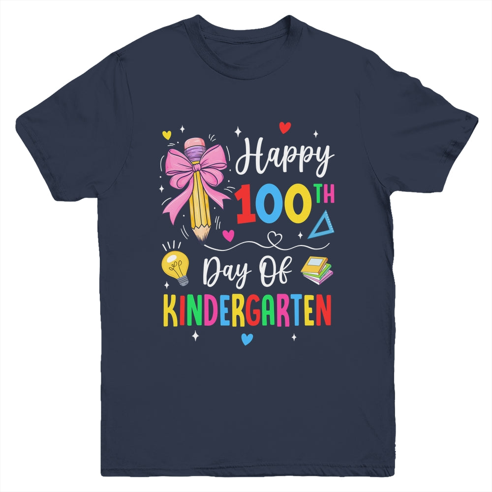 100 Days Of Kindergarten Happy 100th Day Of School Teachers Youth Shirt | teecentury
