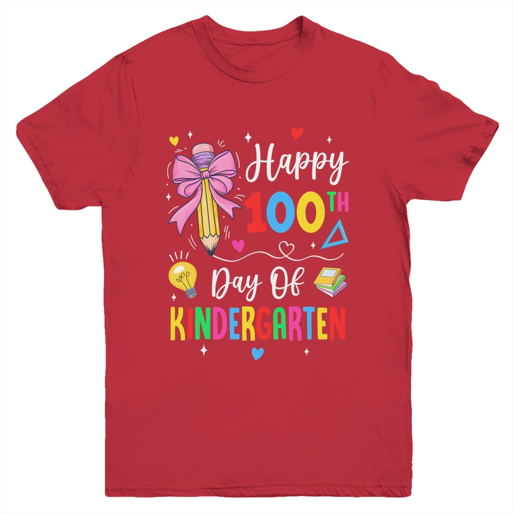 100 Days Of Kindergarten Happy 100th Day Of School Teachers Youth Shirt | teecentury