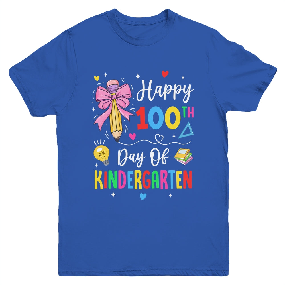 100 Days Of Kindergarten Happy 100th Day Of School Teachers Youth Shirt | teecentury