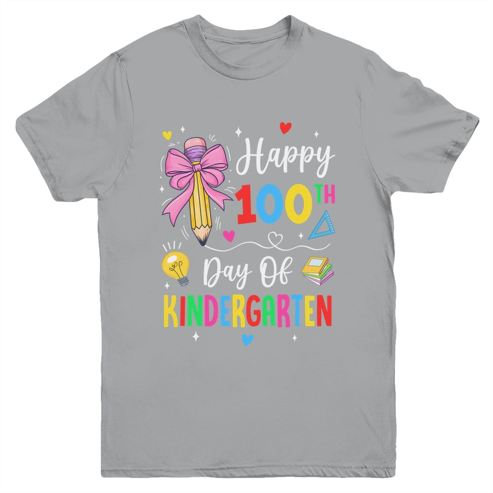 100 Days Of Kindergarten Happy 100th Day Of School Teachers Youth Shirt | teecentury