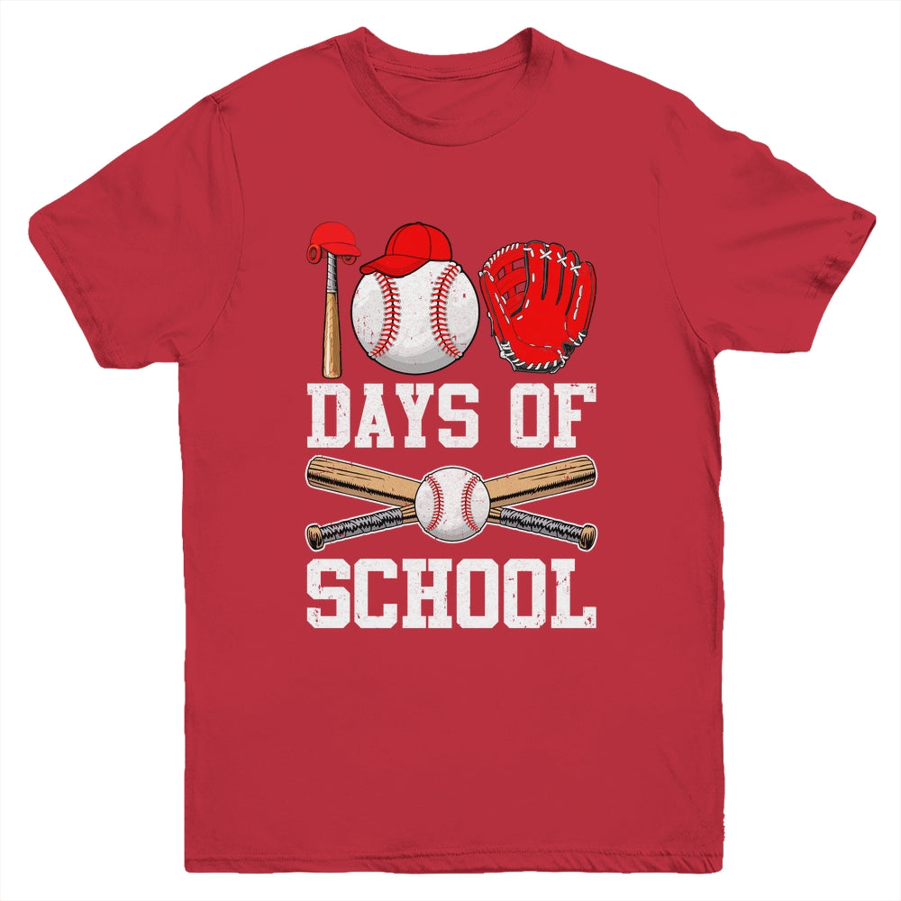 100 Days Of School Baseball 100Th Day Students Boys Kids Youth Shirt | teecentury