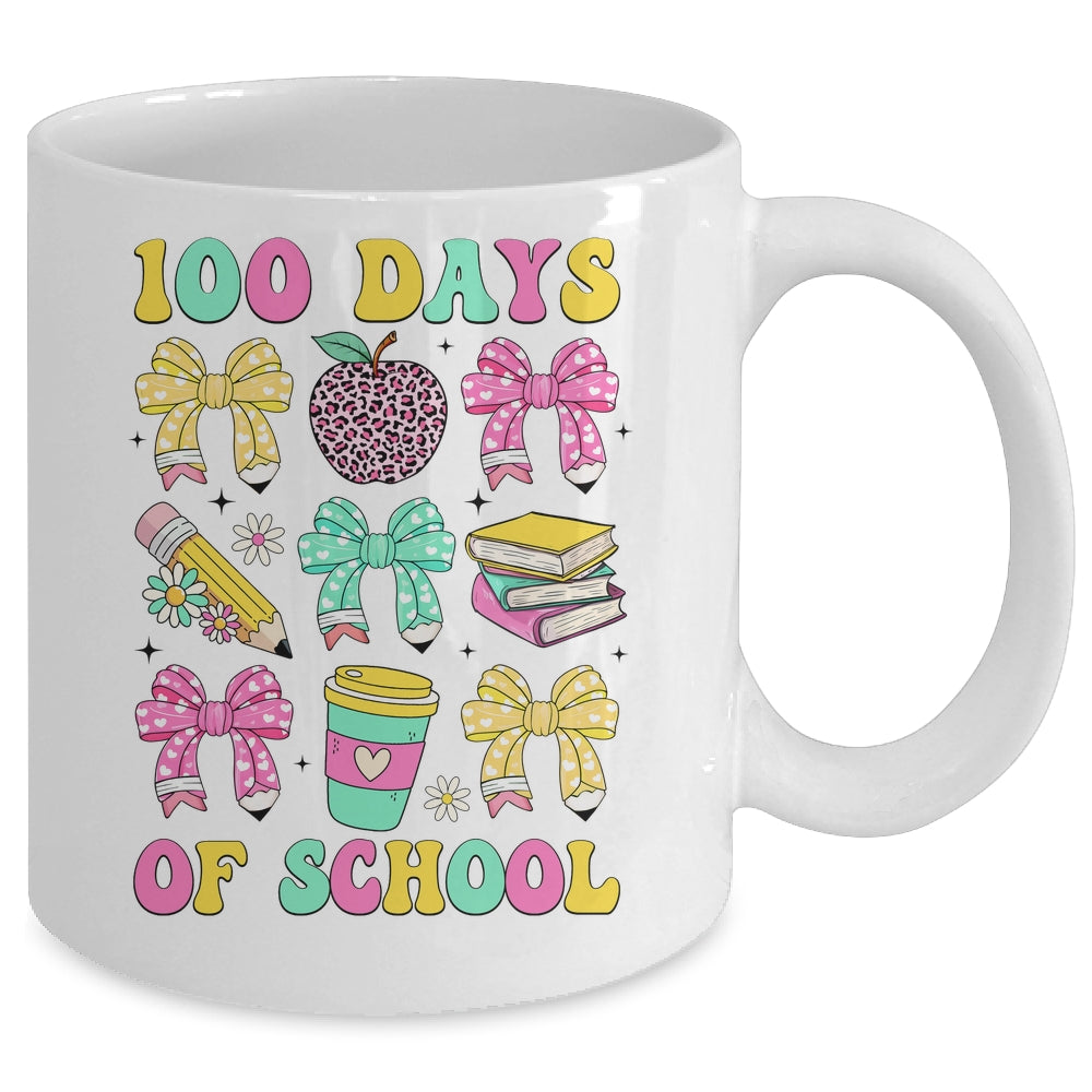 100 Days Of School Coquette Bow 100th Day Of School Teacher Mug | teecentury