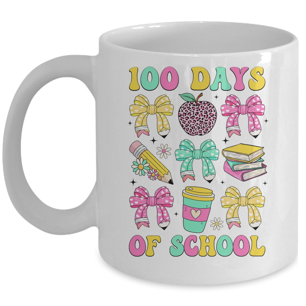 100 Days Of School Coquette Bow 100th Day Of School Teacher Mug | teecentury