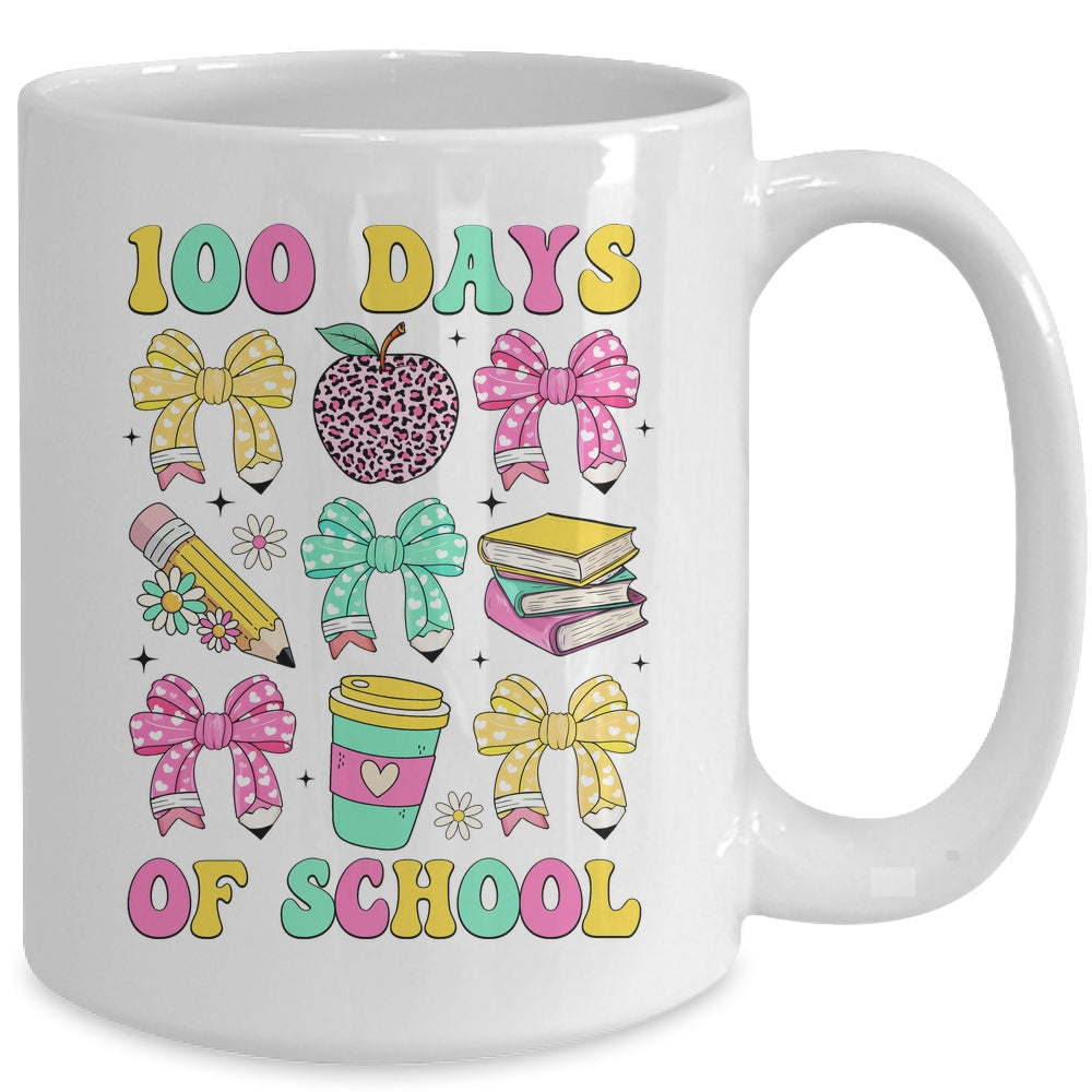 100 Days Of School Coquette Bow 100th Day Of School Teacher Mug | teecentury