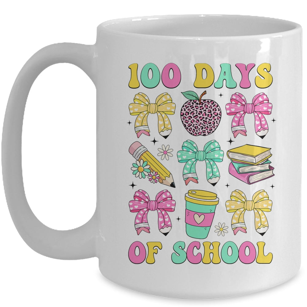 100 Days Of School Coquette Bow 100th Day Of School Teacher Mug | teecentury