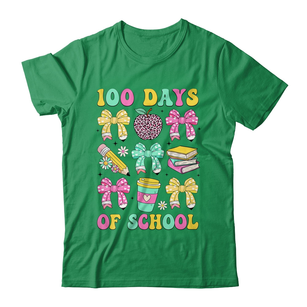 100 Days Of School Coquette Bow 100th Day Of School Teacher Shirt & Hoodie | teecentury