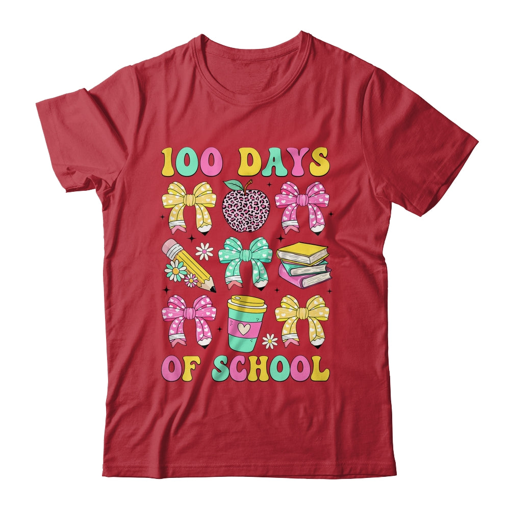 100 Days Of School Coquette Bow 100th Day Of School Teacher Shirt & Hoodie | teecentury