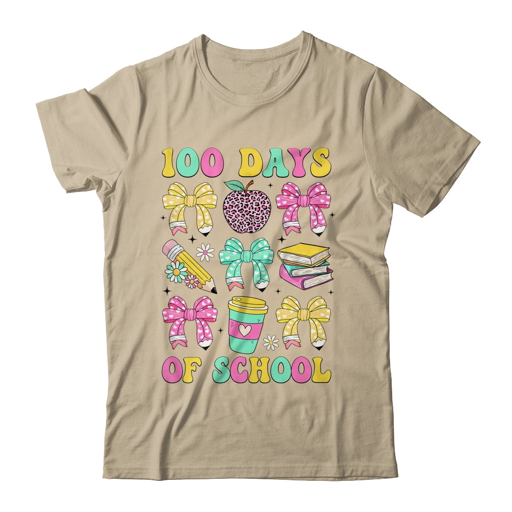 100 Days Of School Coquette Bow 100th Day Of School Teacher Shirt & Hoodie | teecentury