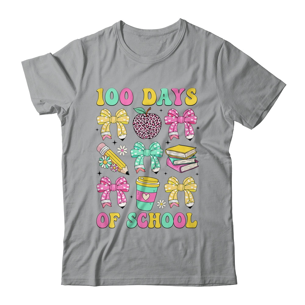 100 Days Of School Coquette Bow 100th Day Of School Teacher Shirt & Hoodie | teecentury