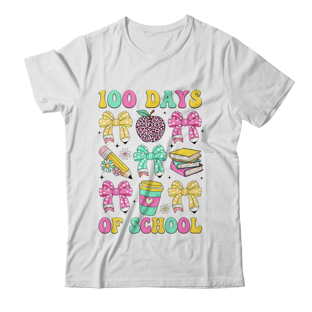 100 Days Of School Coquette Bow 100th Day Of School Teacher Shirt & Hoodie | teecentury