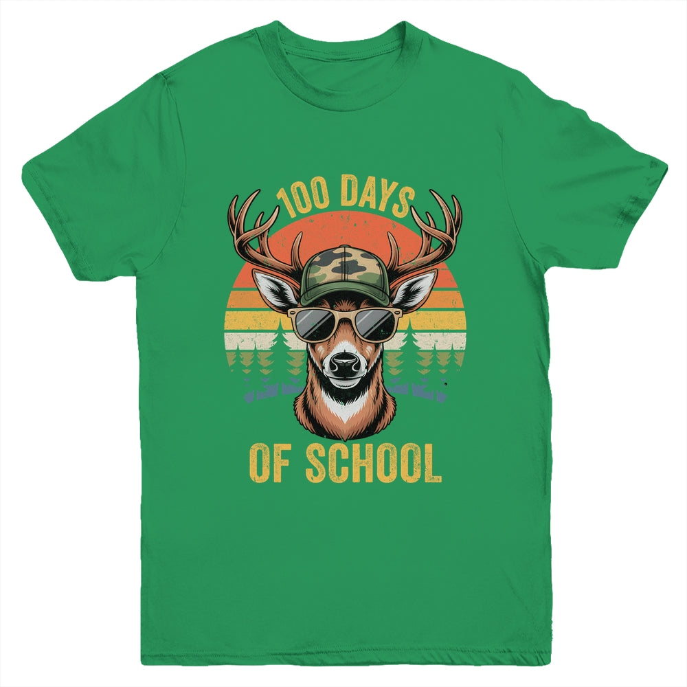100 Days Of School Deer Hunting Boy Camo Boy Girl Teacher Youth Shirt | teecentury