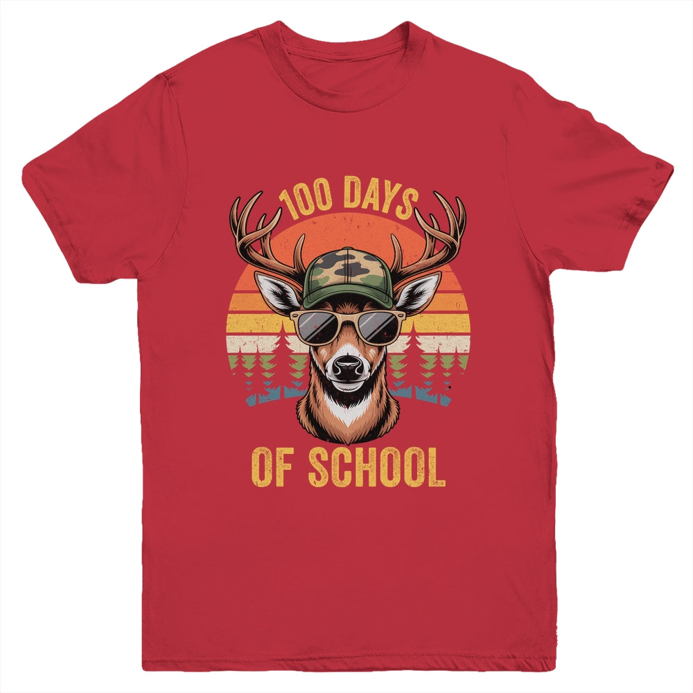 100 Days Of School Deer Hunting Boy Camo Boy Girl Teacher Youth Shirt | teecentury
