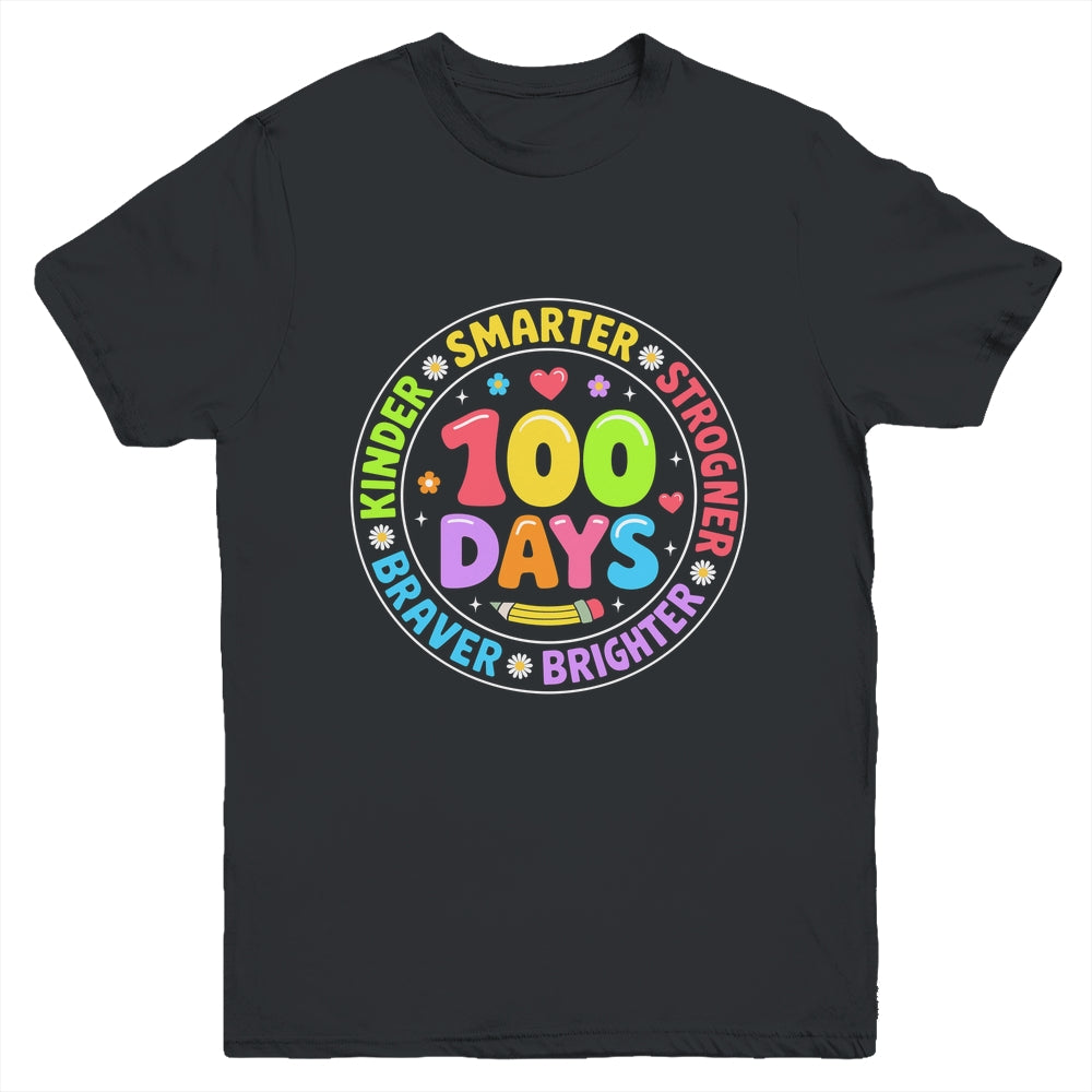 100 Days Of School Smarter Brighter 100th Day Kid Boys Girls Youth Shirt | teecentury