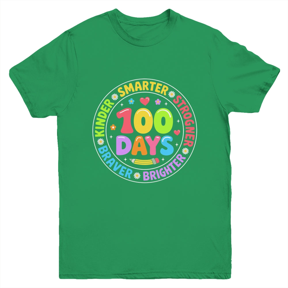 100 Days Of School Smarter Brighter 100th Day Kid Boys Girls Youth Shirt | teecentury