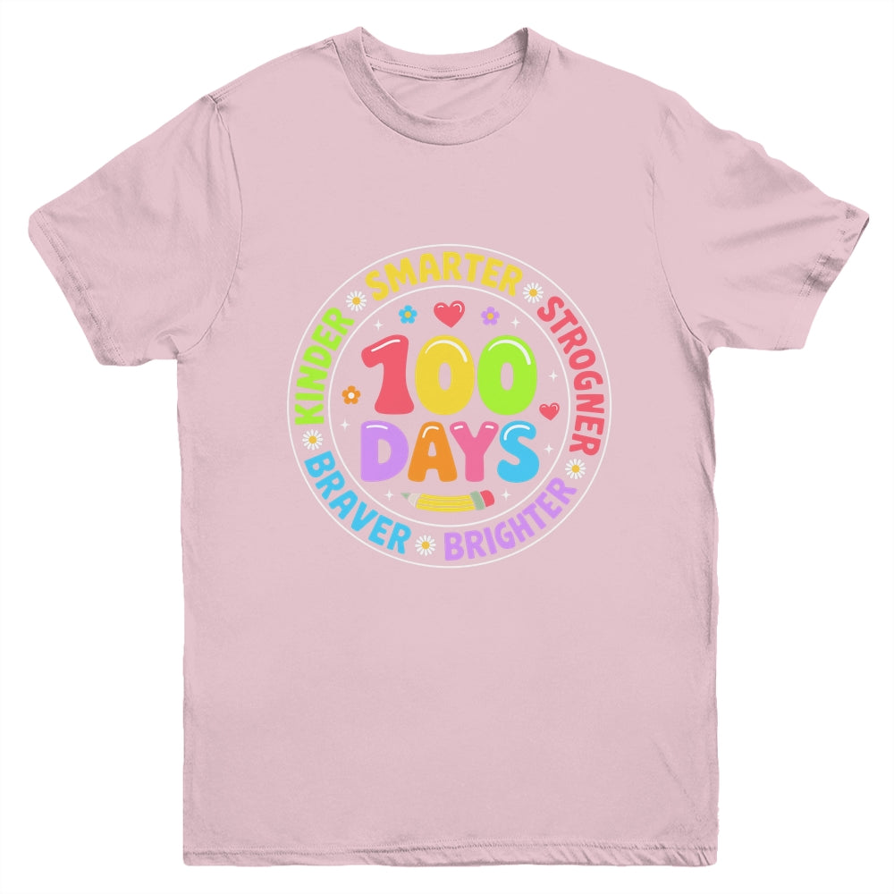 100 Days Of School Smarter Brighter 100th Day Kid Boys Girls Youth Shirt | teecentury