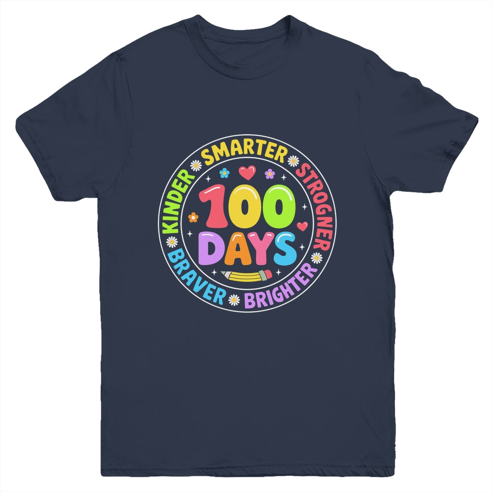 100 Days Of School Smarter Brighter 100th Day Kid Boys Girls Youth Shirt | teecentury