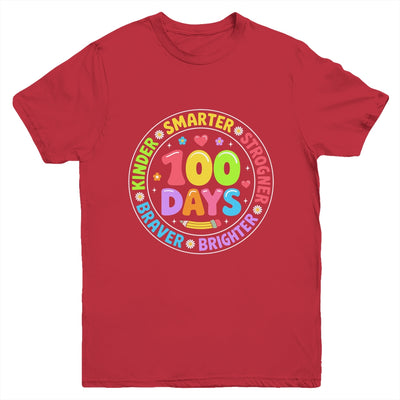 100 Days Of School Smarter Brighter 100th Day Kid Boys Girls Youth Shirt | teecentury