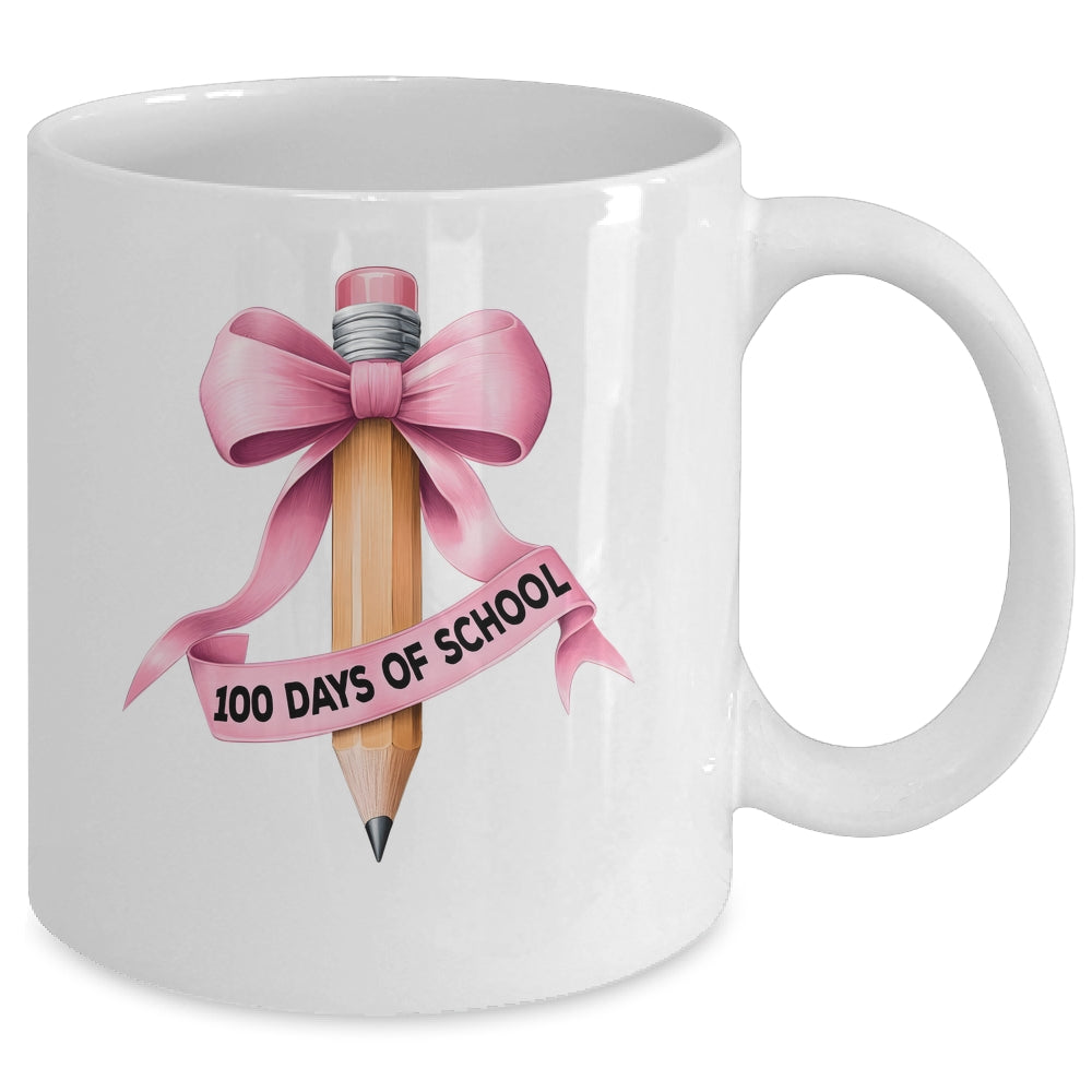 100 Days Of School Student Girls Coquette Bow 100th Days Mug | teecentury