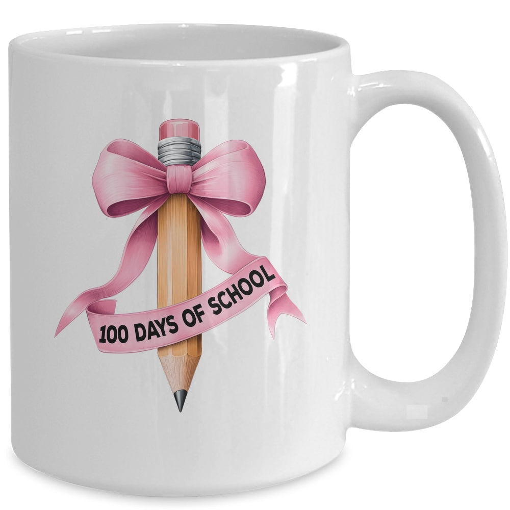 100 Days Of School Student Girls Coquette Bow 100th Days Mug | teecentury
