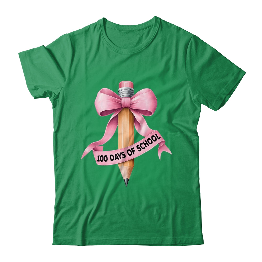 100 Days Of School Student Girls Coquette Bow 100th Days Shirt & Hoodie | teecentury