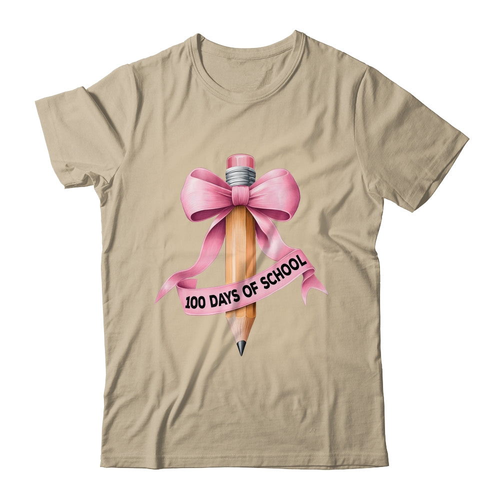100 Days Of School Student Girls Coquette Bow 100th Days Shirt & Hoodie | teecentury