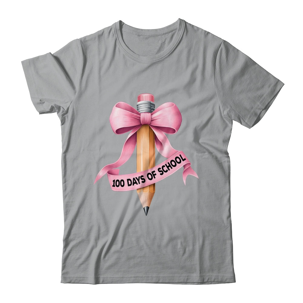 100 Days Of School Student Girls Coquette Bow 100th Days Shirt & Hoodie | teecentury