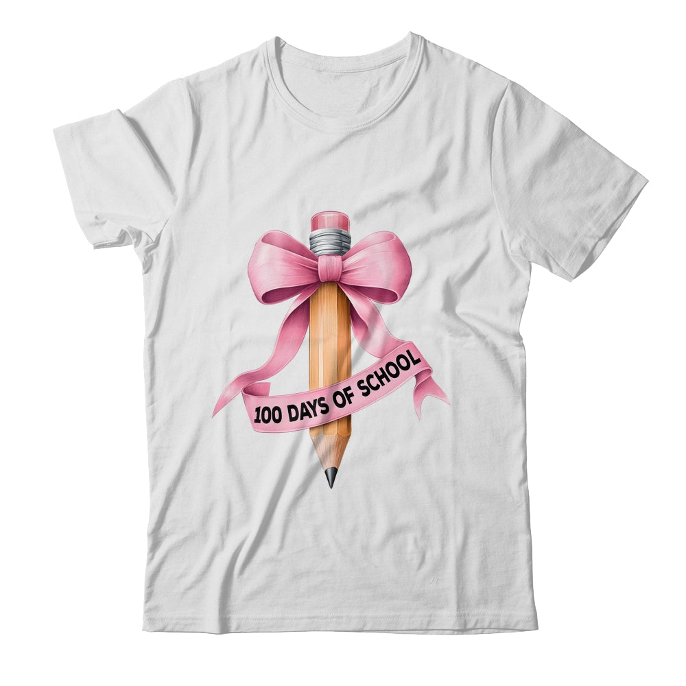100 Days Of School Student Girls Coquette Bow 100th Days Shirt & Hoodie | teecentury