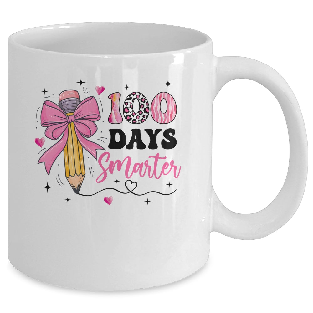100 Days Smarter 100th Day Of School Girls Kids Coquette Bow Mug | teecentury