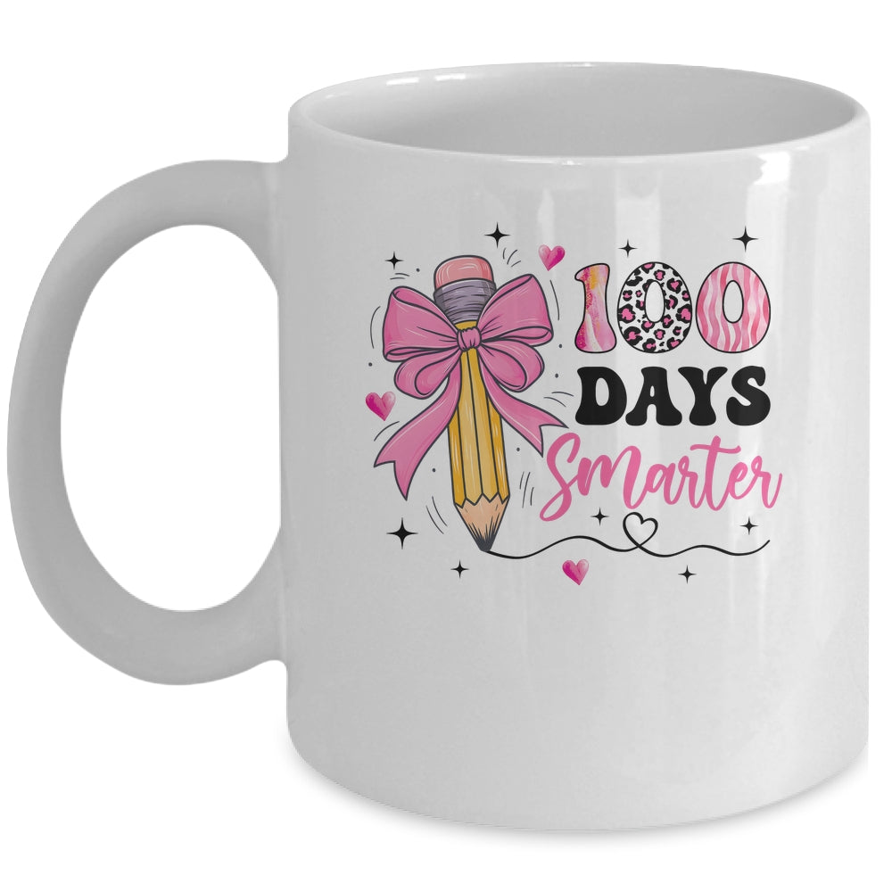100 Days Smarter 100th Day Of School Girls Kids Coquette Bow Mug | teecentury
