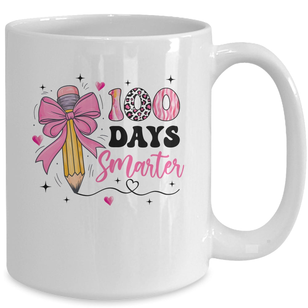 100 Days Smarter 100th Day Of School Girls Kids Coquette Bow Mug | teecentury