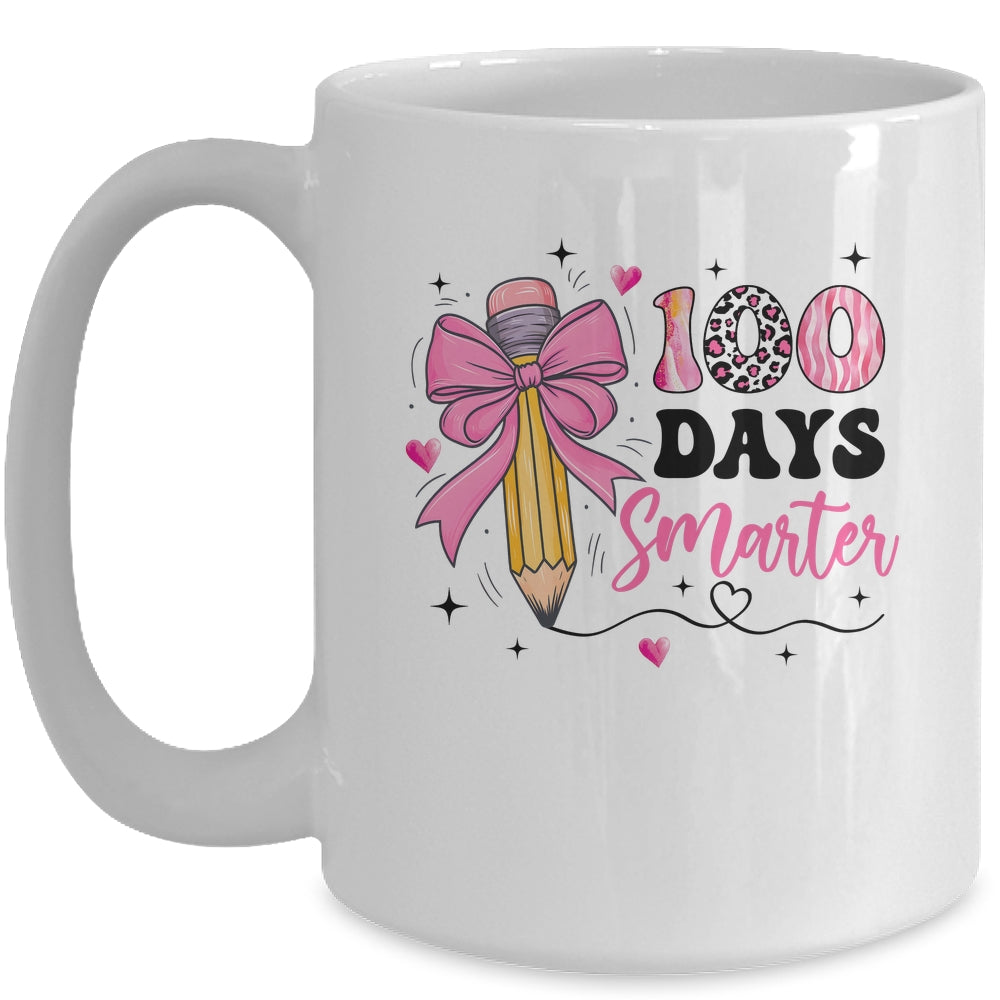 100 Days Smarter 100th Day Of School Girls Kids Coquette Bow Mug | teecentury