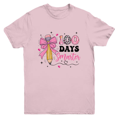 100 Days Smarter 100th Day Of School Girls Kids Coquette Bow Youth Shirt | teecentury