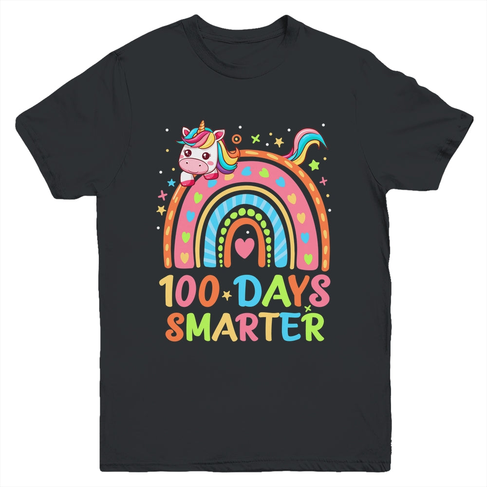 100 Days Smarter Kids Girls Unicorn 100th Day Of School Youth Shirt | teecentury