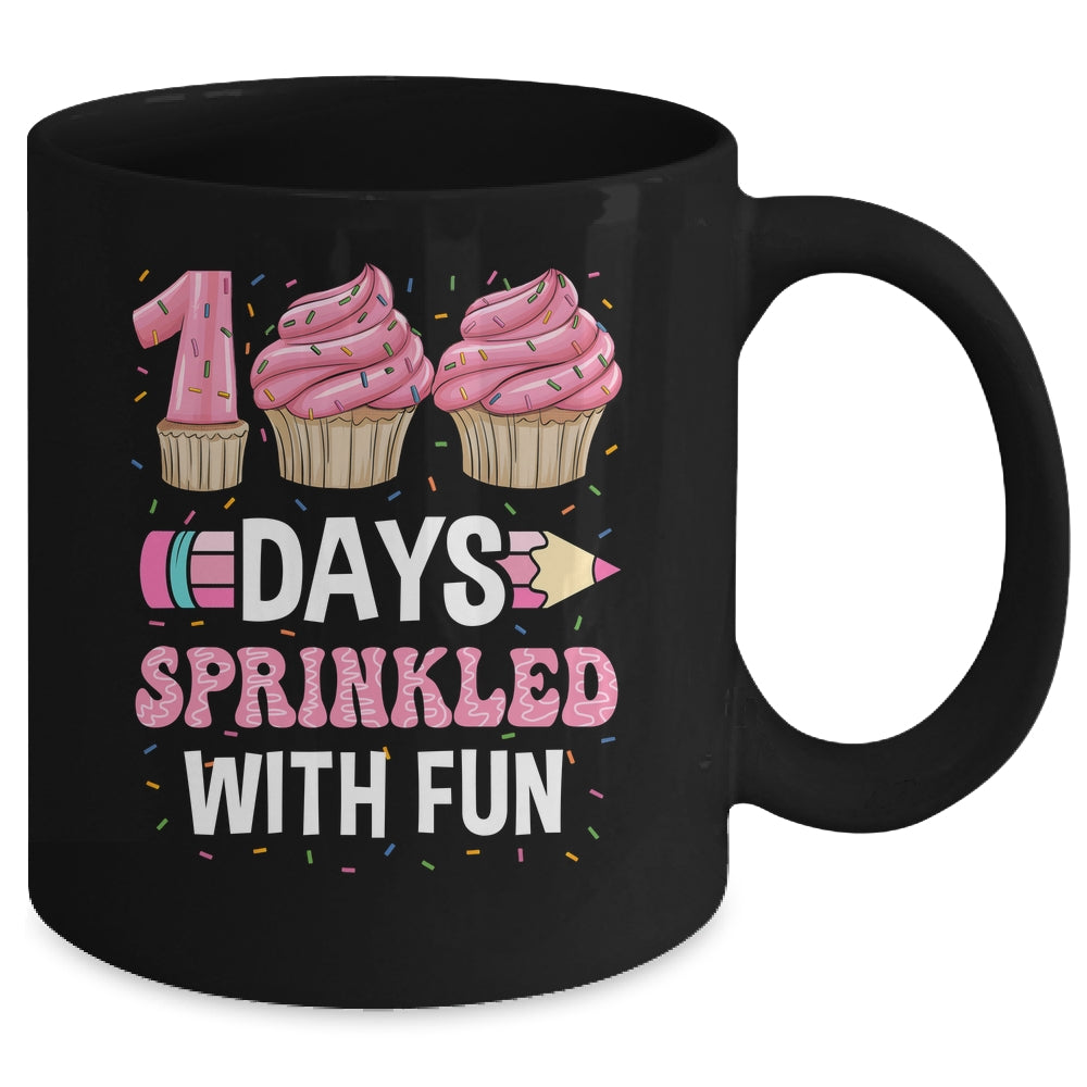 100 Days Sprinkled With Fun Cupcake 100th Day Of School Girl Mug | teecentury