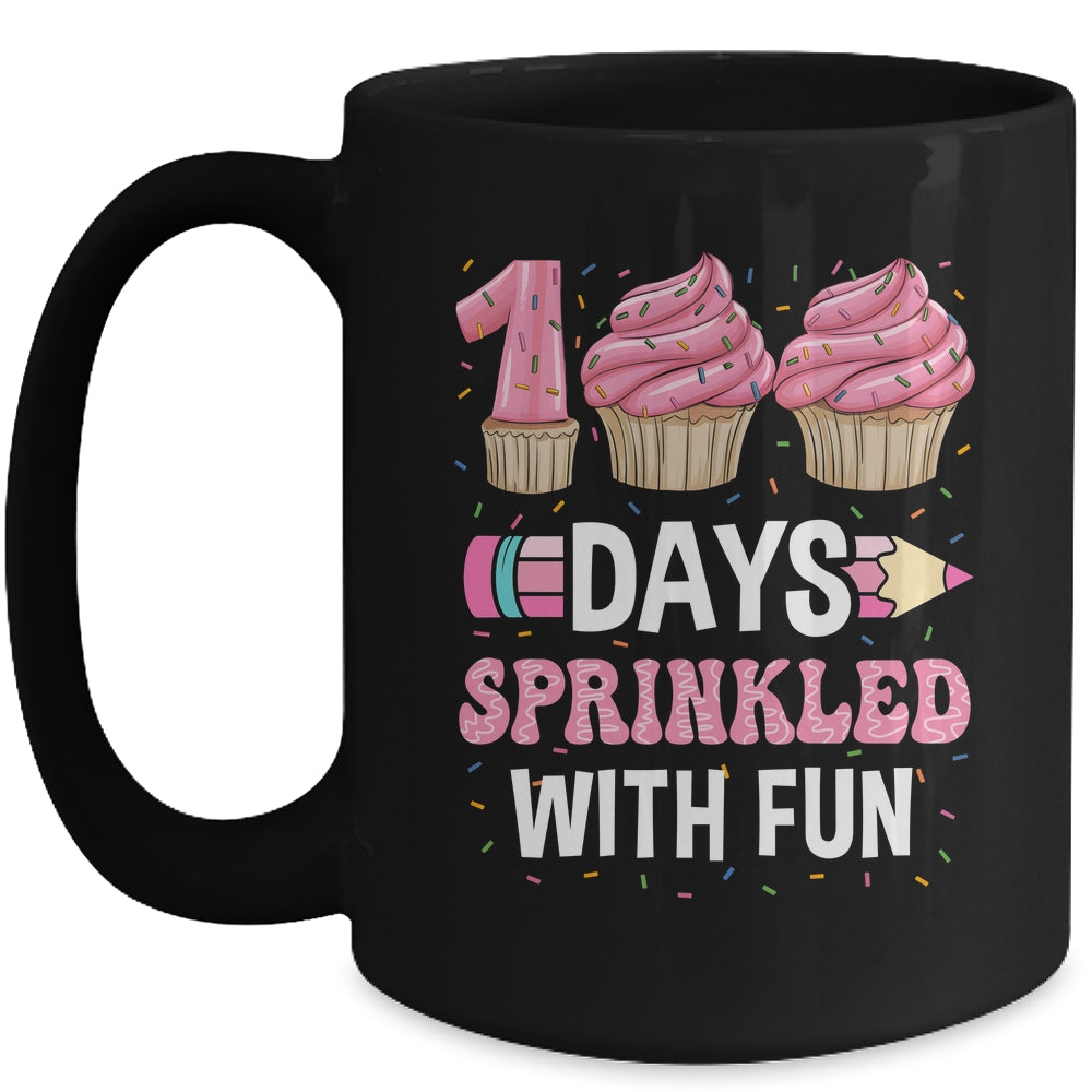 100 Days Sprinkled With Fun Cupcake 100th Day Of School Girl Mug | teecentury