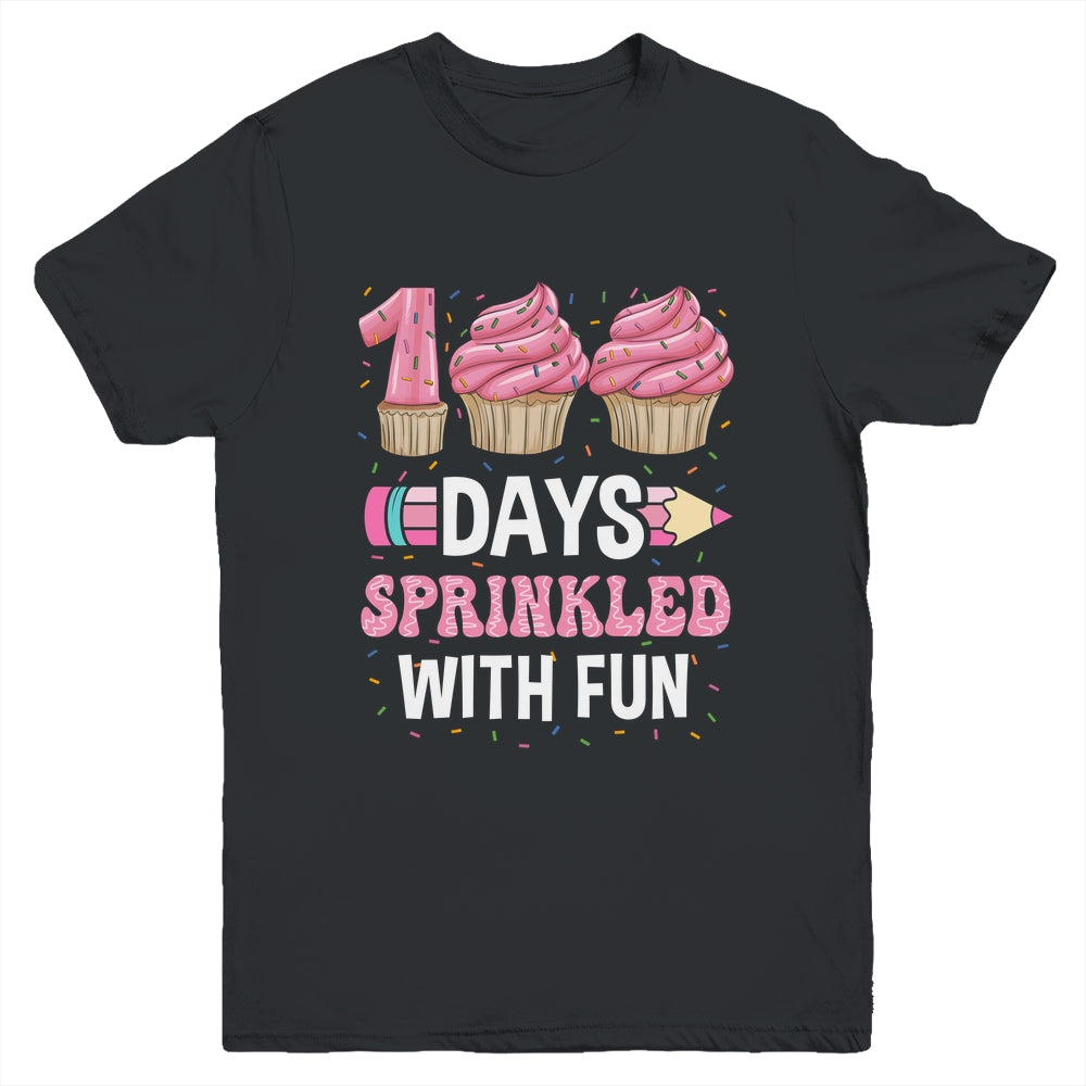 100 Days Sprinkled With Fun Cupcake 100th Day Of School Girl Youth Shirt | teecentury