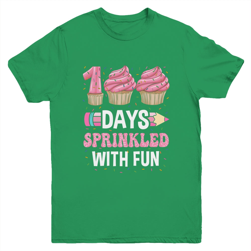 100 Days Sprinkled With Fun Cupcake 100th Day Of School Girl Youth Shirt | teecentury