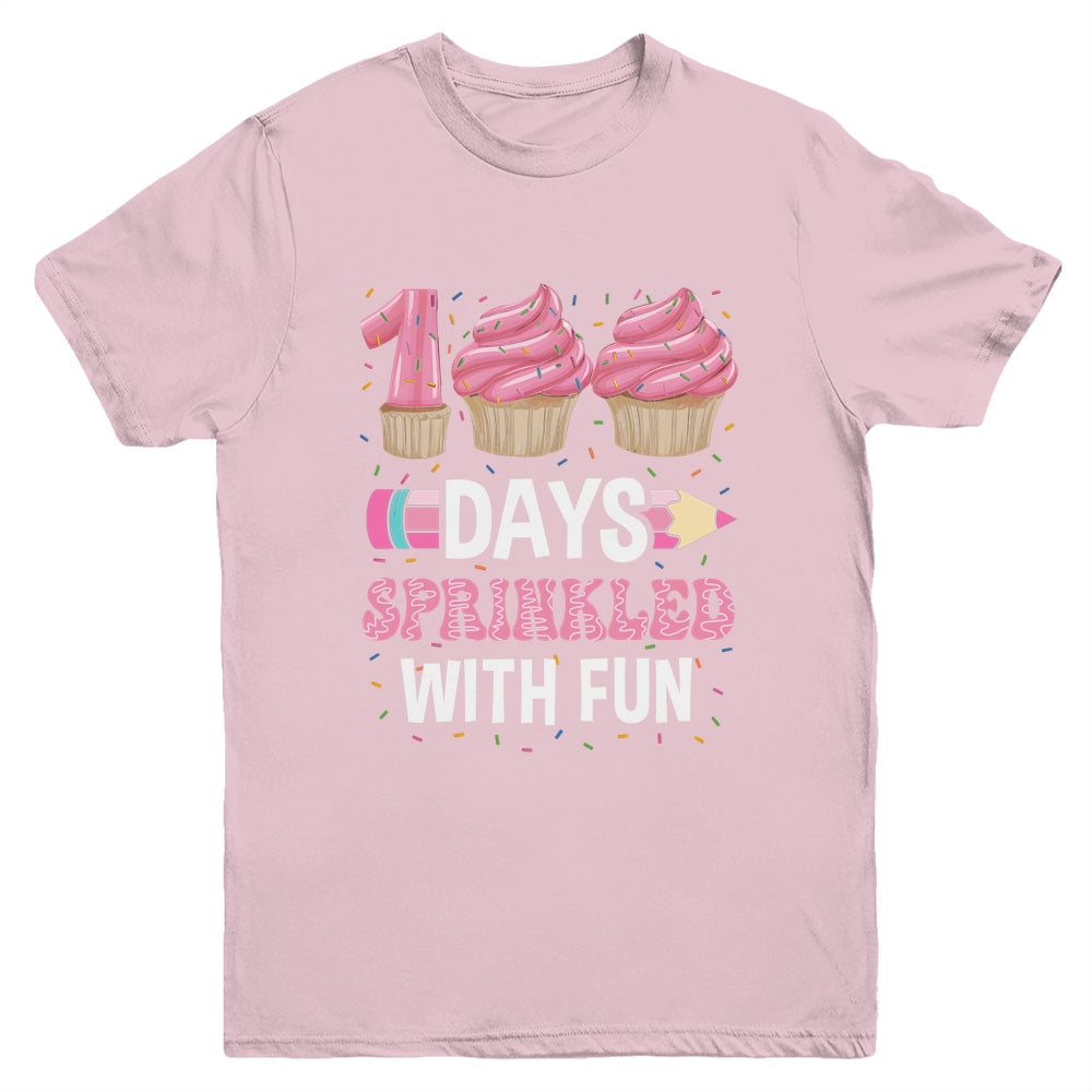 100 Days Sprinkled With Fun Cupcake 100th Day Of School Girl Youth Shirt | teecentury