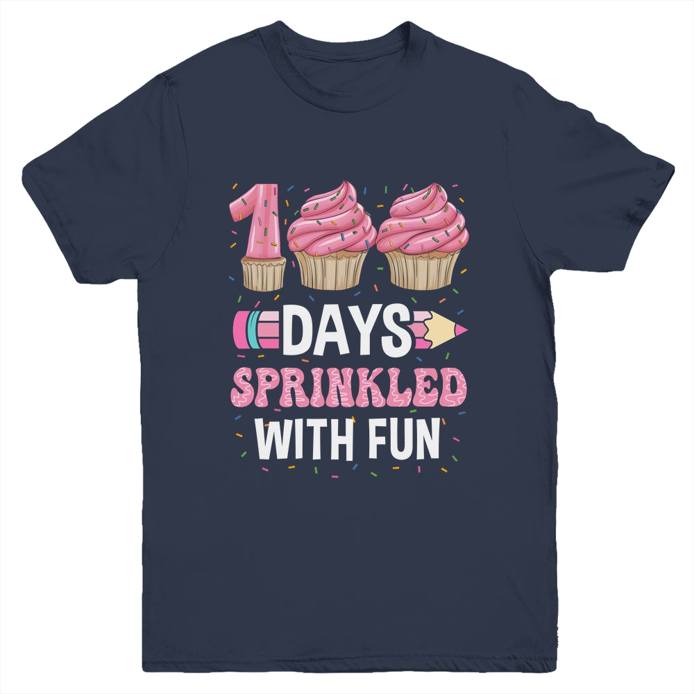 100 Days Sprinkled With Fun Cupcake 100th Day Of School Girl Youth Shirt | teecentury