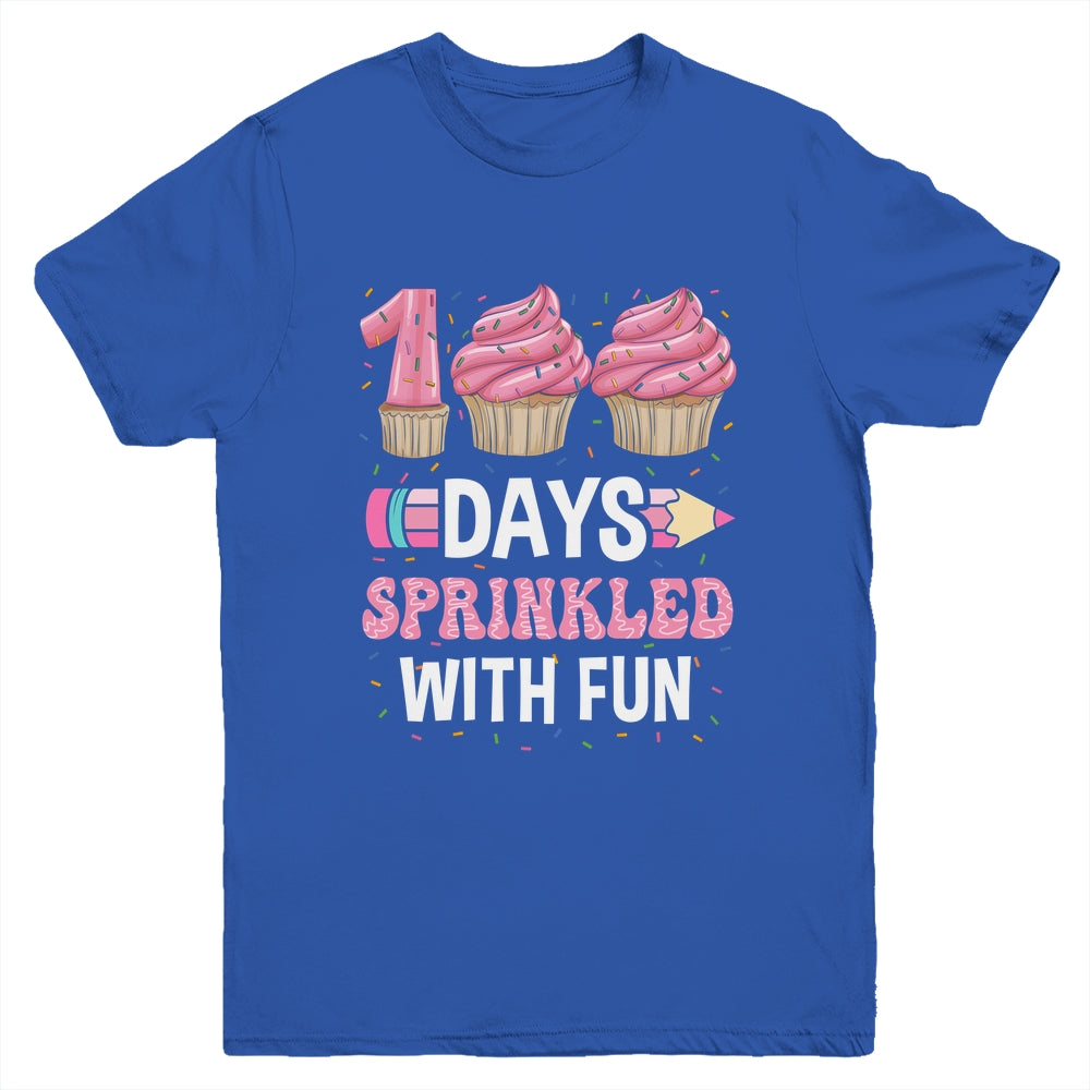 100 Days Sprinkled With Fun Cupcake 100th Day Of School Girl Youth Shirt | teecentury