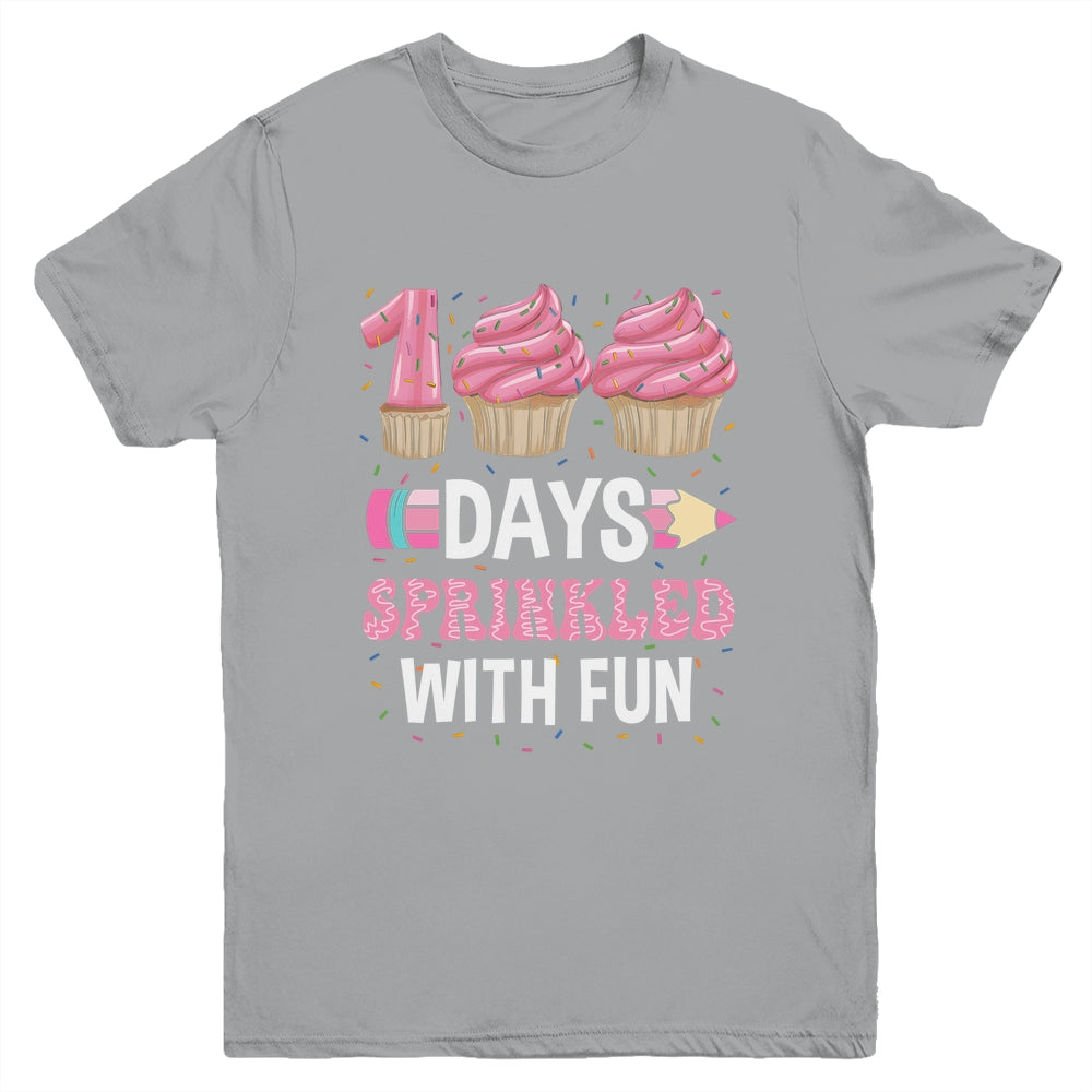 100 Days Sprinkled With Fun Cupcake 100th Day Of School Girl Youth Shirt | teecentury