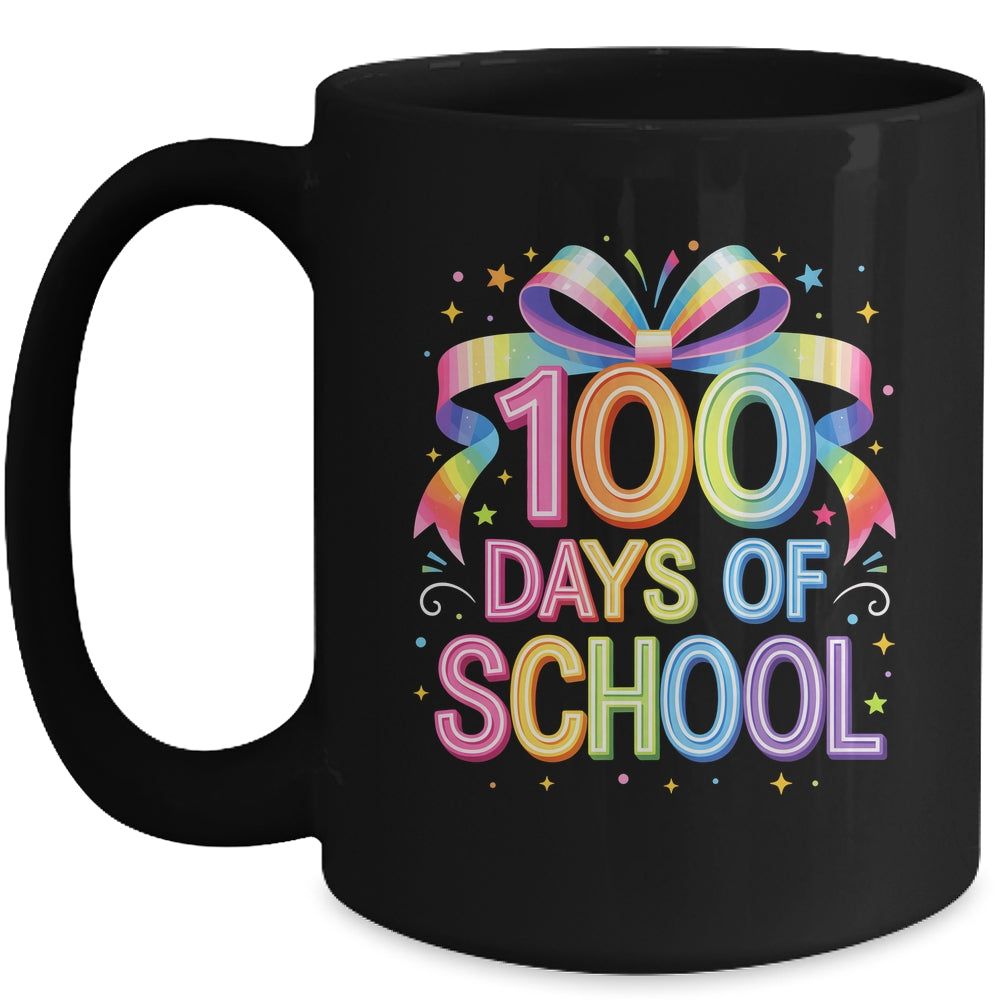 100th Day Of School For Girls 100 Days Teacher Coquette Bow Mug | teecentury
