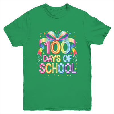 100th Day Of School For Girls 100 Days Teacher Coquette Bow Youth Shirt | teecentury